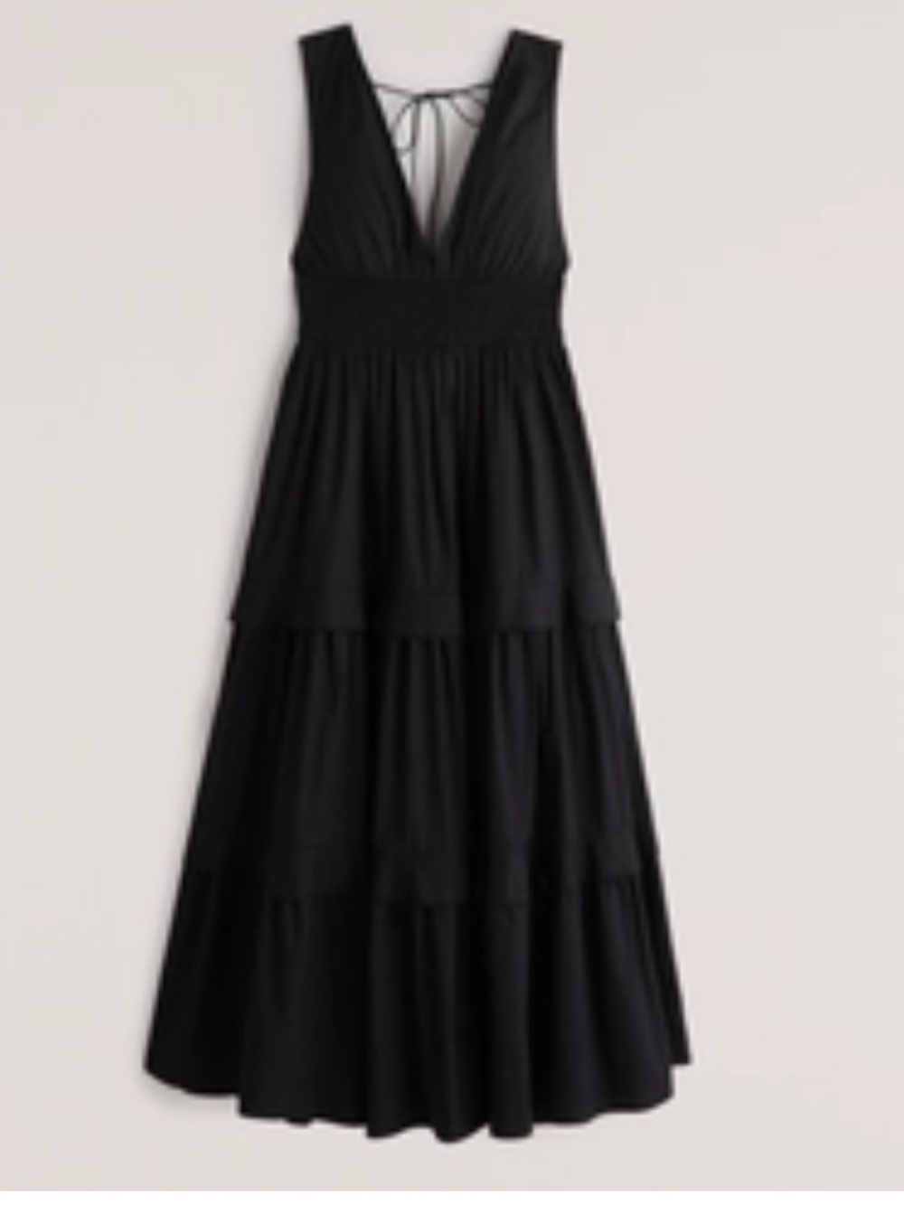 Abercrombie & Fitch Black Tiered V‑Neck Midi Dress